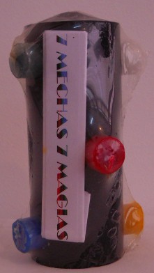 Vela de 7 mechas preta multicolor